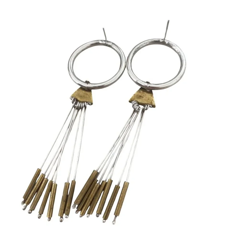 Sterling Silver large vintage NA Brutalist dangling statement Iconic Kinetic